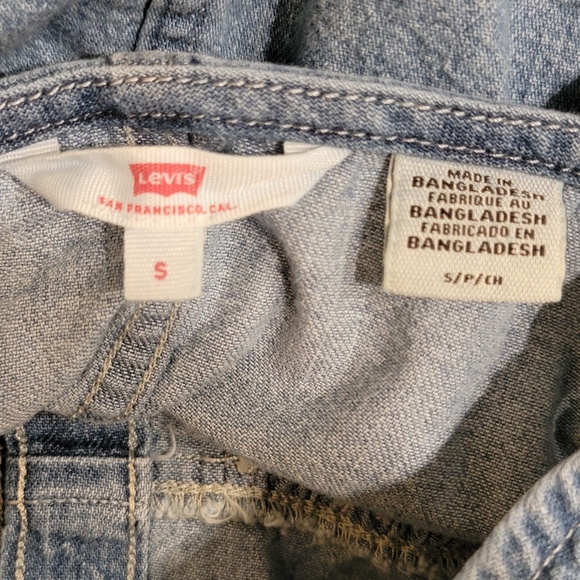 Levis Joni Denim Jean Dress Women’s Small Blue Sleeveless Tiered Button Front - Picture 6 of 8